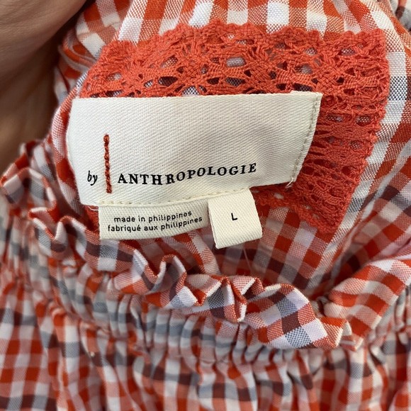 Anthropologie Sz L NWT Red Gingham Off-the-Shoulder Romper Smocking Retail $110 - Picture 8 of 10